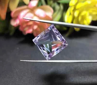Pink Amethyst Square Shape 12X12X8.20MM Unique Cut Gem Pixel Cut Faceted Cut Lo - Image 1 of 4