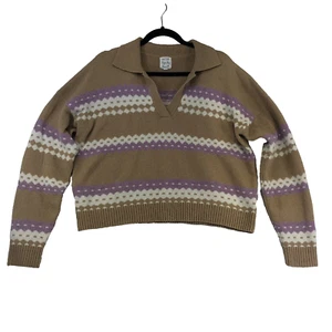 Suéter Hippie Rosa Para Mujer XL Recortado Tostado Rayas RN146103 Boho Campesino Retro - Imagen 1 de 8