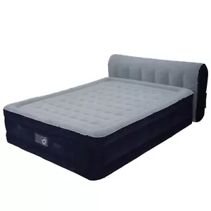 Backrest Air Bed with Built in Pump Queen Inflatable Portable Mattress Camping - Picture 1 of 11