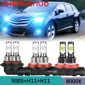 For Toyota Venza 2009-2016 Combo LED Headlight + Fog Lights Bulbs Kit 8000K 21W - Picture 1 of 12