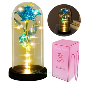 Enchanted Crystal Flower Gift - Galaxy Rose in Glass Dome - Valentines Day Gift - Picture 1 of 259