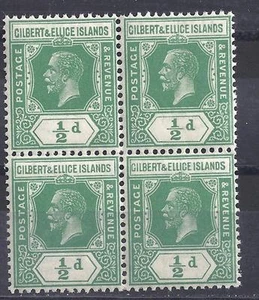 GILBERT & ELLICE ILDS, KGV, 1/2d SG 27, MNH BLOCK 4, CAT £14 - Picture 1 of 1