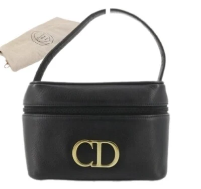 Christian Dior Bolso de Mano/Cartera/Bolso de Maquillaje de Cuero Negro Nuevo Moderno Foto 1 de 4