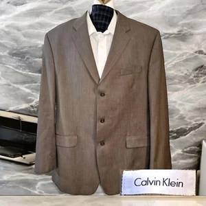 Calvin Klein Sport Coat Blazer Mens 44L Brown 3 Button Wool DV - Picture 1 of 13