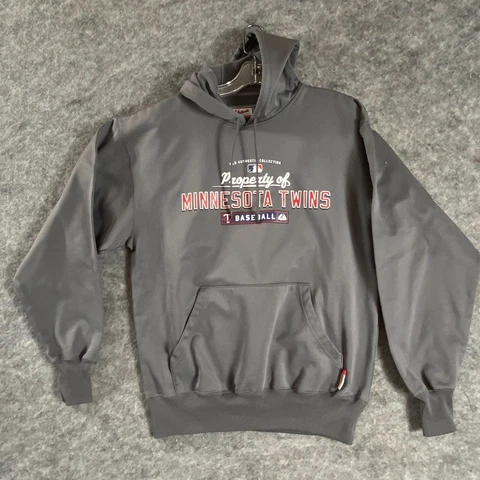 MN Twins Majestic Therma Base Hoodie Size Men’s M Baseball MLB Gray Cover