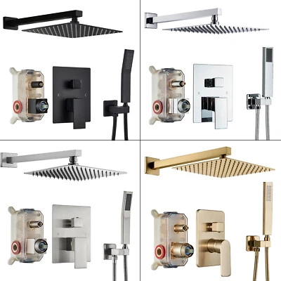 Shower Faucet Set w/Mixer Valve Kit Rainfall Shower Head Combo System Wall Mount - Image 1 of 2