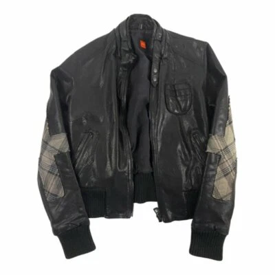 Boss BY HUGO BOSS Woman's Slim Fit Rare Leather Zip Bomber Jacket Sz M - Image 1 of 4