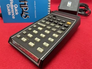 VINTAGE HEWLETT PACKARD 45 CALCULATOR EARLY MODEL TIMER HP EMPLOYEE BADGE TESTED - Picture 1 of 24
