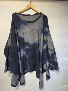 Suzanne Betro SIMPLE Women’s 3X Blue Gray Tie Dye Rib Knit Poncho Top... - Picture 1 of 9