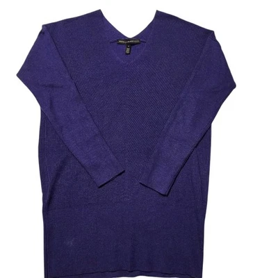 Suéter túnica cuello en V púrpura acanalado mercado negro de la Casa Blanca talla S Foto 1 de 4