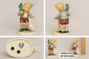 Hummel-Stil Junge mit Gans Figur Regenschirm 6" Japan handbemalt Vintage - Bild 1 von 6