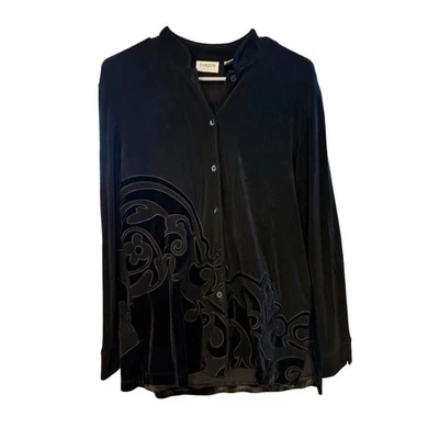 Chaqueta Chicos Travelers Negra Slinky Abotonada/Terciopelo Aplastado Paisley Talla 1/M-8 Foto 1 de 3