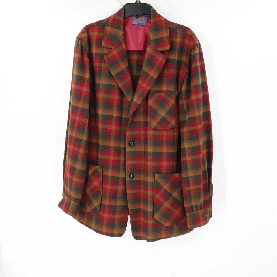 Casaco esportivo masculino vintage Pendleton grande xadrez de lã virgem pura não estruturado - Imagem 1 de 4