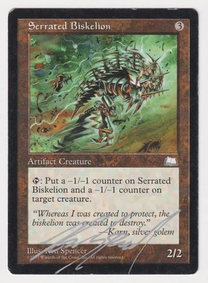 Silver Signed Serrated Biskelion HP Weatherlight Artist Ron Spencer 1997 MTG EDH - Image 1 of 2