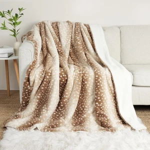 Luxury Faux Fur Throw Blanket Animal Striped Print, Non Shedding Double Sided... - Picture 1 of 8