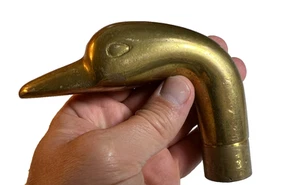 Vintage Antique Brass Duck Head Cane / Umbrella Handle Top Walking Stick Topper - Picture 1 of 20