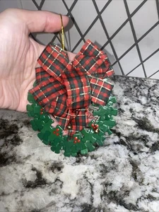 Vintage Weihnachtskranz Ornament Puzzleteile kariert Urlaub hausgemacht - Bild 1 von 6