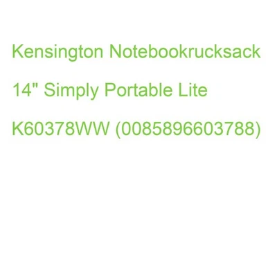 Kensington Notebookrucksack 14" Simply Portable Lite K60378WW (0085896603788) - Bild 1 von 2