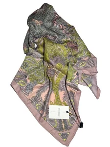 Xanzilz silky Feel scarf beautiful pink Green Floral Print 36x34” NWT Classy - Picture 1 of 8