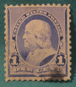 1c Benjamin Franklin - gebraucht Single - Scott #219 - Ausgabe 1890-93 - Lichtstempel - Bild 1 von 2