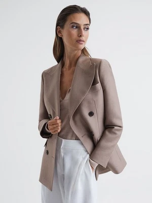 REISS Remi Double Breasted Blazer Jacket in Mink UK Size 10 - Image 1 of 4