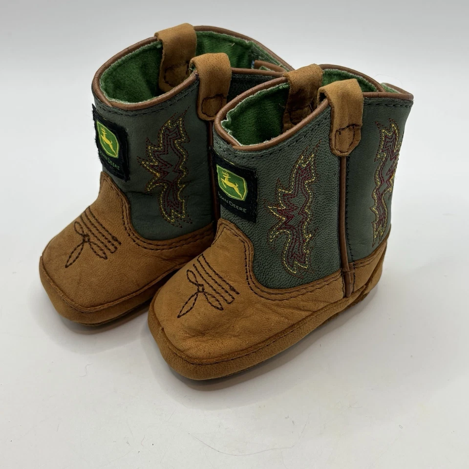 John Deere Botas Vaqueras Johnny Poppers Botas Infantiles Cuero Talla 0M Foto 1 de 4
