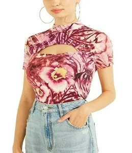 Guess Womens Gwen Tencel Mock Neck Cropped L NEW $140 7621826364355 - Picture 1 of 3