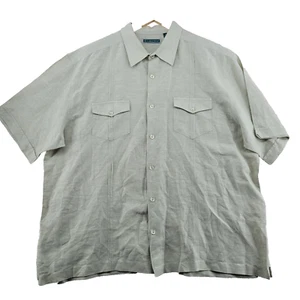 Cubavera Men's Size XL Tan Linen & Cotton Short Sleeve Casual Cuban Shirt - Picture 1 of 9