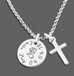 Cadena de plata con nombre, joyería de ángel, colgante de cruz, ángel de la guarda - Imagen 1 de 3