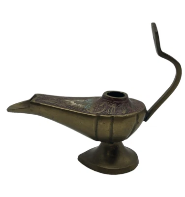 Vintage Brass Aladdin’s Oil Lamp Incense Burner AS IS - Image 1 of 4