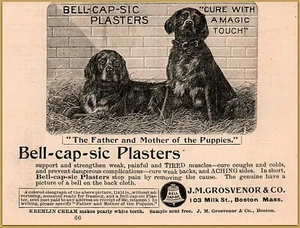 1893 Bell-Cap-Sic Plasters Stop Pain Setter Mother & Father of Family Print Ad - Picture 1 of 1
