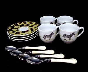 Juego de 4 tazas TANGANYIKA Geneviève Lethu Zebra Safari Demitasse + platillo + cuchara - Imagen 1 de 10