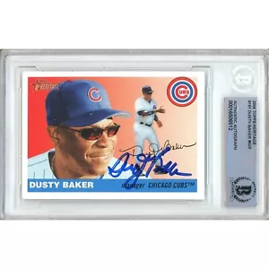 Dusty Baker Signed 2004 Topps Heritage Card #191 AUTO Beckett Slab Chicago Cubs - Picture 1 of 7