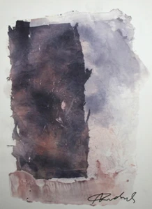 Abstract collage watercolor drawing signed - Picture 1 of 11