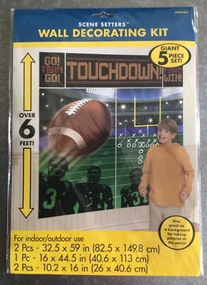 FOOTBALL photo op 6 ft Birthday Party scene setters 5-Pc Wall Decorating Kit - Image 1 of 2
