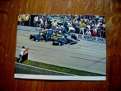 NORTON SPIRIT Pit Action Indianapolis 500 Postcard with  #11 INDY RACING CAR  - Image 1 of 3