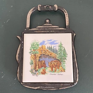 Vintage Villeroy & Boch Tile Cast Iron Trivet Bear Cave Germany Made in France - Picture 1 of 6