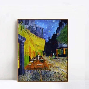"Terraza de café artística 100 % pintada a mano enmarcada por la noche de Vincent Van Gogh 20""x24" - Imagen 1 de 8