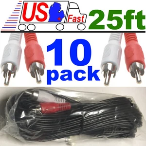 Lot10pack 25ft long Dual RCA Male~M Audio/Stereo/Reciever Phono patch Cable/Cord - Picture 1 of 1