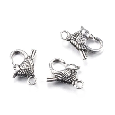 10pcs Tibetan Alloy Bird Lobster Claw Clasps Antique Silver Nickel Free 21.5mm - image 1 of 2