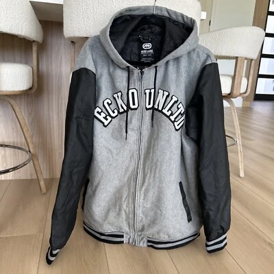 Jaqueta Rara Vintage ECKO UNLTD Y2K Bombardeiro Varsity Streetwear Rhino XL Couro Sl - Imagem 1 de 4