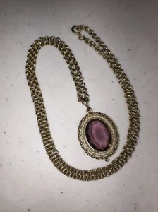 "Colgante amatista sintético vintage Avon longitud total 34"" falta borla" - Imagen 1 de 3