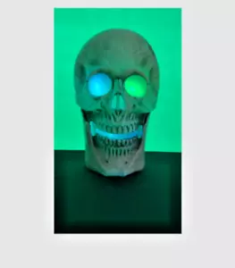 RARE LED Light & Sound Blow Mold 24" Skull Skeleton Head Halloween Motion Active - Picture 1 of 9