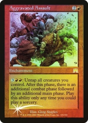 Onslaught   MTG  FOIL  Aggravated Assault   Magic - Image 1 of 2
