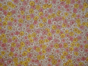 Grandma's Memories 1930's Pink Yellow Floral Reproduction Calico Fabric Material - Picture 1 of 10