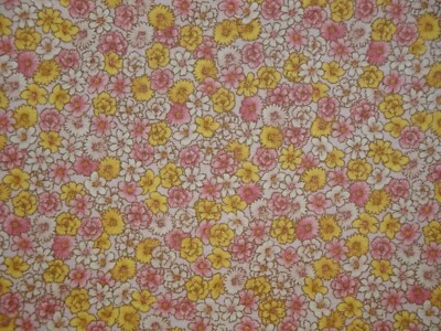 Grandma's Memories 1930's Pink Yellow Floral Reproduction Calico Fabric Material - Image 1 of 4