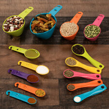 14 Piece Set Multi-Color Durable Plastic Measuring Cups and Spoons