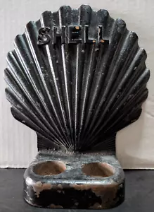 1930'S SHELL OIL CAST BRONZE/IRON COUNTERTOP BOTTLE DISPLAY SIGN ADVERTISEMENT - Picture 1 of 8