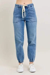 Jogger de mezclilla Judy azul talla completa cintura alta talla grande - Imagen 1 de 16