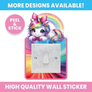 EINHORN REGENBOGEN LICHTSCHALTER UMGEBUNG WAND AUFKLEBER ABZIEHBILD KINDER SCHLAFZIMMER - Bild 1 von 1